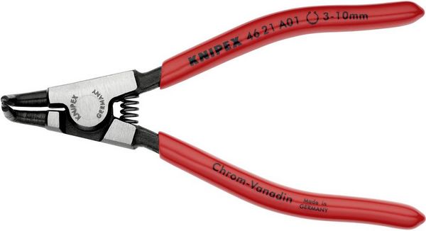 Produktbild: Knipex 46 21 A01 Seegeringzange Passend f&uuml;r (Seegeringzangen) Au&szlig;enringe 3-10 mm Spitzenform (Details) abgewinkelt 90&deg;