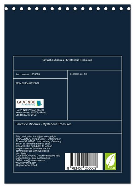 Produktbild: Fantastic Minerals - Mysterious Treasures (Desk Calendar 2026 DIN A5 portrait), CALVENDO 12 Month DeskCalendar