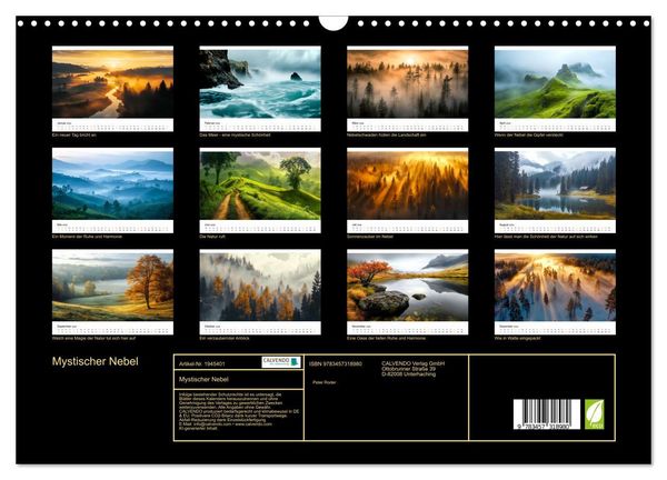 Produktbild: Mystischer Nebel (Wandkalender 2026 DIN A3 quer), CALVENDO Monatskalender