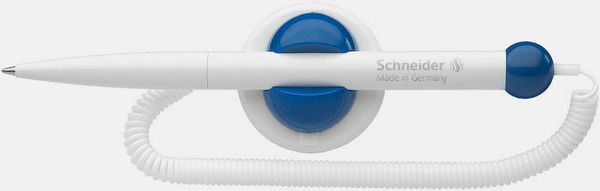 Schneider Kugelschreiber Klick-Fix-Pen blau, mit Teleschnur an Klemmbacken
