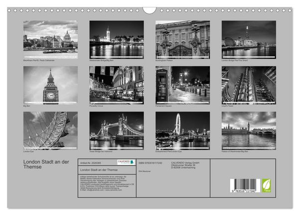 Produktbild: London Stadt an der Themse (Wandkalender 2026 DIN A3 quer), CALVENDO Monatskalender