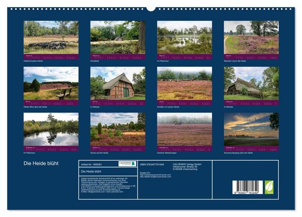 Produktbild: Die Heide bl&uuml;ht (hochwertiger Premium Wandkalender 2026 DIN A2 quer), Kunstdruck in Hochglanz