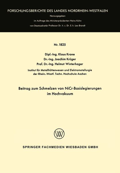 Produktbild: Beitrag zum Schmelzen von NiCr-Basislegierungen im Hochvakuum