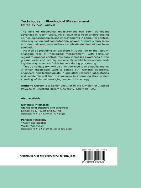 Produktbild: Techniques in Rheological Measurement
