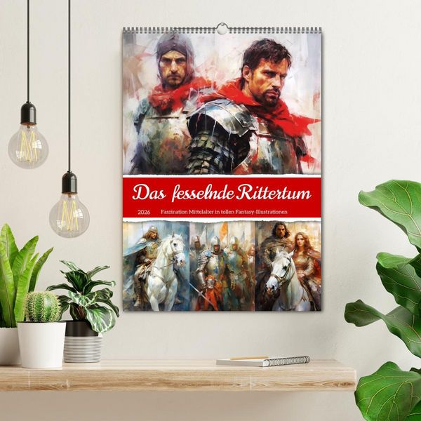 Produktbild: Das fesselnde Rittertum. Faszination Mittelalter in tollen Fantasy-Illustrationen (Wandkalender 2026 DIN A2 hoch), CALVENDO Monatskalender