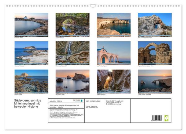Produktbild: S&uuml;dzypern, sonnige Mittelmeerinsel mit bewegter Historie (Wandkalender 2026 DIN A2 quer), CALVENDO Monatskalender