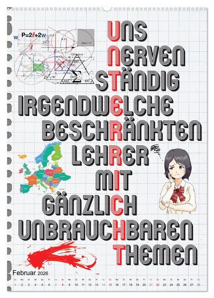 Produktbild: Sch&uuml;ler-Spr&uuml;che (Wandkalender 2026 DIN A2 hoch), CALVENDO Monatskalender