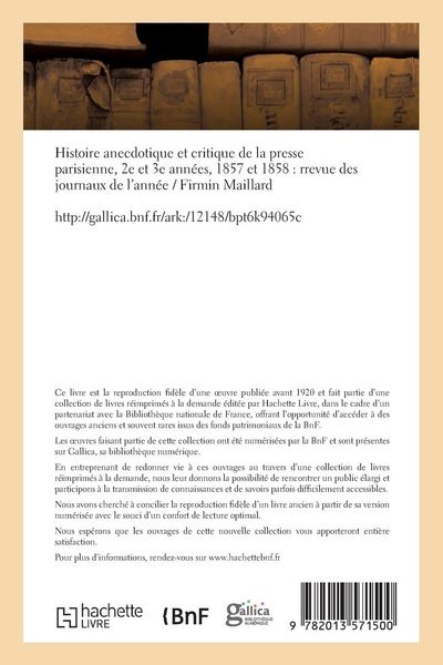 Produktbild: Histoire anecdotique et critique de la presse parisienne