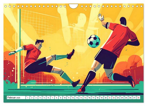 Produktbild: Magie des Fussballs - Illustrierte Emotionen auf dem Rasen (Wandkalender 2026 DIN A4 quer), CALVENDO Monatskalender