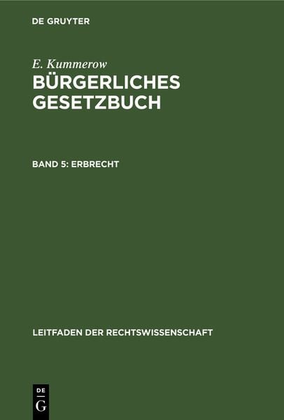 Produktbild: E. Kummerow: B&uuml;rgerliches Gesetzbuch / Erbrecht