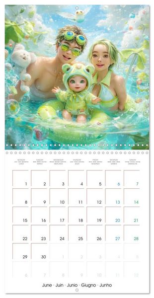 Produktbild: En famille ou entre amis - Inspir&eacute; du style Manga (Calendrier mural carr&eacute; 2026 30x30 cm) Calendrier double avec une page pour vos prises de notes