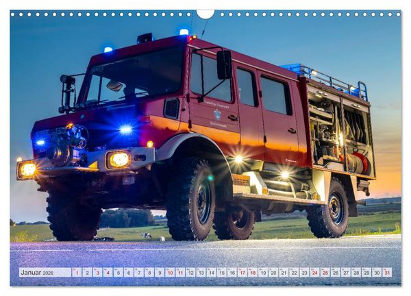 Produktbild: Die 4 UNIMOGS der Feuerwehr Schwanewede (Wandkalender 2026 DIN A3 quer), CALVENDO Monatskalender