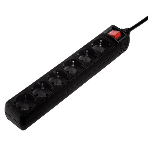 Produktbild: Hama 00047760 Steckdosenleiste mit Schalter 6fach Schwarz Schutzkontakt 1St.