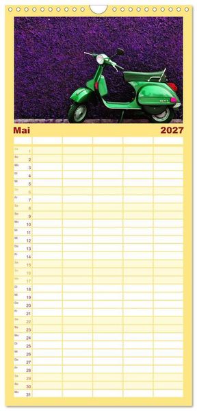 Produktbild: Familienplaner 2027 - Vespa Liebe mit 5 Spalten (Wandkalender, 21 x 45 cm) CALVENDO