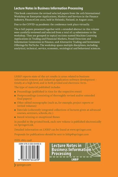 Produktbild: Enterprise Applications, Markets and Services in the Finance Industry