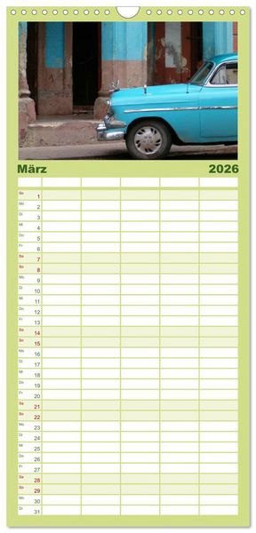 Produktbild: Familienplaner 2026 - Kuba &bull; Impressionen mit 5 Spalten (Wandkalender, 21 x 45 cm) CALVENDO