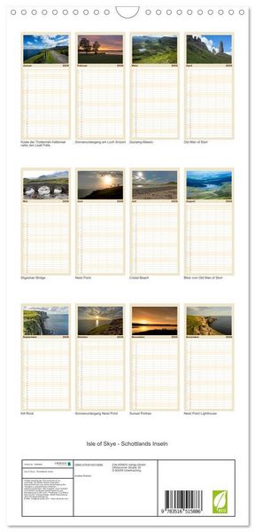 Produktbild: Familienplaner 2026 - Isle of Skye - Schottlands Inseln mit 5 Spalten (Wandkalender, 21 x 45 cm) CALVENDO