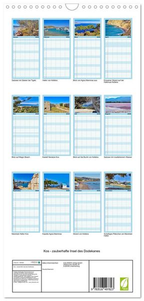 Produktbild: Familienplaner 2026 - Kos - zauberhafte Insel des Dodekanes mit 5 Spalten (Wandkalender, 21 x 45 cm) CALVENDO