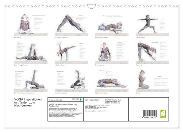 Produktbild: YOGA Inspirationen mit Texten zum Nachdenken (Wandkalender 2026 DIN A3 quer), CALVENDO Monatskalender