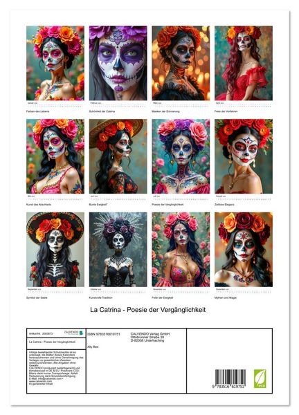 Produktbild: La Catrina - Poesie der Verg&auml;nglichkeit (hochwertiger Premium Wandkalender 2026 DIN A2 hoch), Kunstdruck in Hochglanz