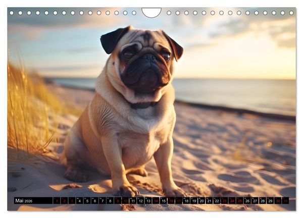 Produktbild: Kleine Helden - eine Hommage an die Mopsrasse (Wandkalender 2026 DIN A4 quer), CALVENDO Monatskalender