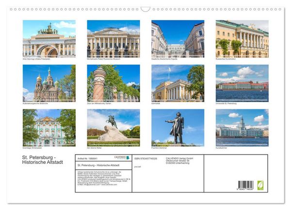 Produktbild: St. Petersburg - Historische Altstadt (Wandkalender 2026 DIN A2 quer), CALVENDO Monatskalender