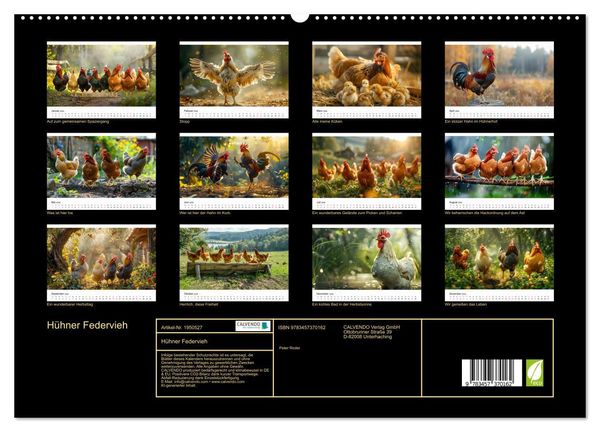 Produktbild: H&uuml;hner Federvieh (hochwertiger Premium Wandkalender 2026 DIN A2 quer), Kunstdruck in Hochglanz
