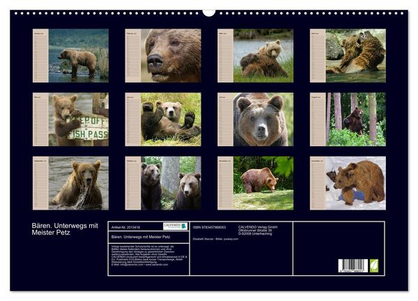 Produktbild: B&auml;ren. Unterwegs mit Meister Petz (Wandkalender 2026 DIN A2 quer), CALVENDO Monatskalender
