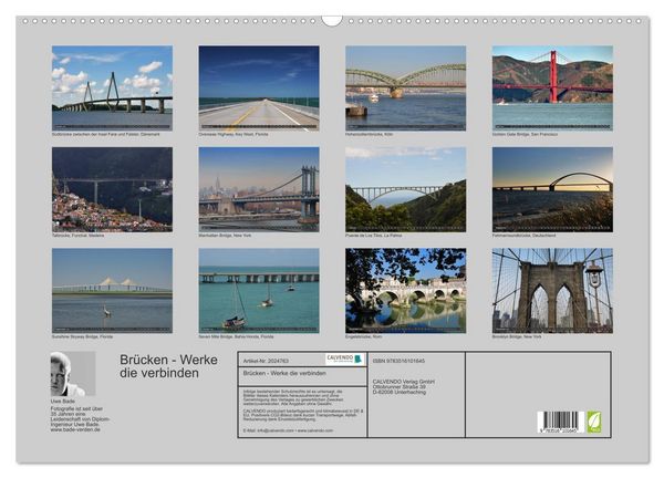 Produktbild: Br&uuml;cken - Werke die verbinden (Wandkalender 2026 DIN A2 quer), CALVENDO Monatskalender