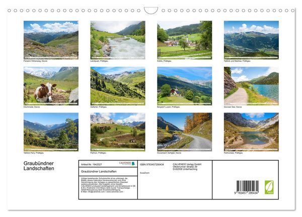 Produktbild: Graub&uuml;ndner Landschaften (Wandkalender 2026 DIN A3 quer), CALVENDO Monatskalender