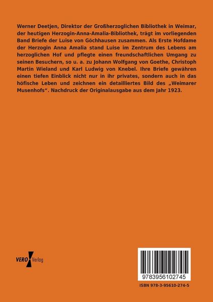 Produktbild: Die G&ouml;chhausen: Briefe einer Hofdame aus dem klassischen Weimar