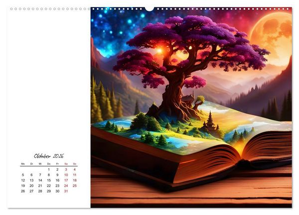 Produktbild: Fantastische surreale B&uuml;cherwelten (hochwertiger Premium Wandkalender 2026 DIN A2 quer), Kunstdruck in Hochglanz