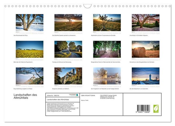 Produktbild: Landschaften des Altm&uuml;hltals (Wandkalender 2026 DIN A3 quer), CALVENDO Monatskalender