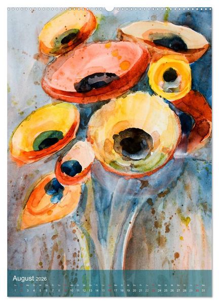 Produktbild: Karl Sock Blumenaquarelle (hochwertiger Premium Wandkalender 2026 DIN A2 hoch), Kunstdruck in Hochglanz