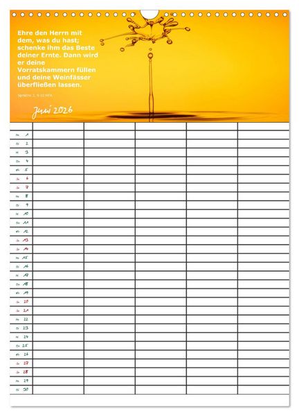 Produktbild: ein Planer mit biblischer Weisheit aus den Spr&uuml;chen Salomos (Wandkalender 2026 DIN A3 hoch), CALVENDO Monatskalender