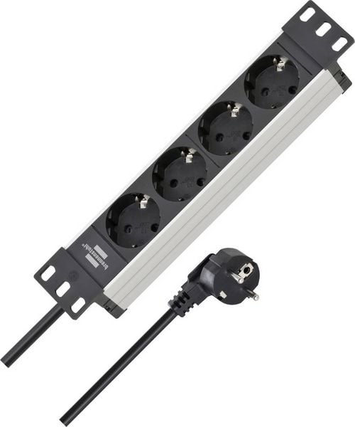 Produktbild: Brennenstuhl 1390007004 Einbau-Steckdosenleiste 4fach Silber, Schwarz Schutzkontakt 1St.