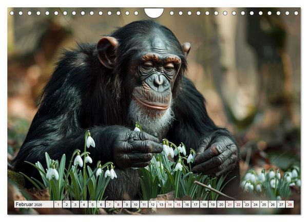 Produktbild: Schimpansen - Ein Jahr mit Menschenaffen. (Wandkalender 2026 DIN A4 quer), CALVENDO Monatskalender