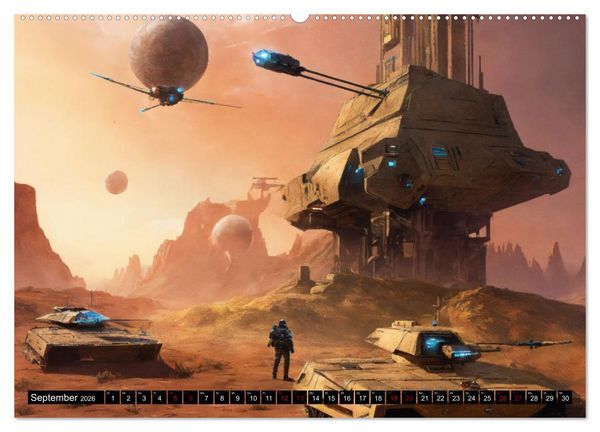 Produktbild: Futuristische Weltraumschlachten (hochwertiger Premium Wandkalender 2026 DIN A2 quer), Kunstdruck in Hochglanz