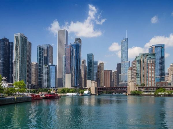 Produktbild: CALVENDO Puzzle Chicago River und Skyline | 1000 Teile Lege-Gr&ouml;&szlig;e 64x48cm Foto-Puzzle f&uuml;r gl&uuml;ckliche Stunden