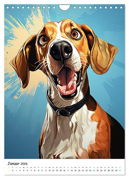 Produktbild: Crazy Dogs Bekannte Hunderassen im Comicstyle (Wandkalender 2026 DIN A4 hoch), CALVENDO Monatskalender