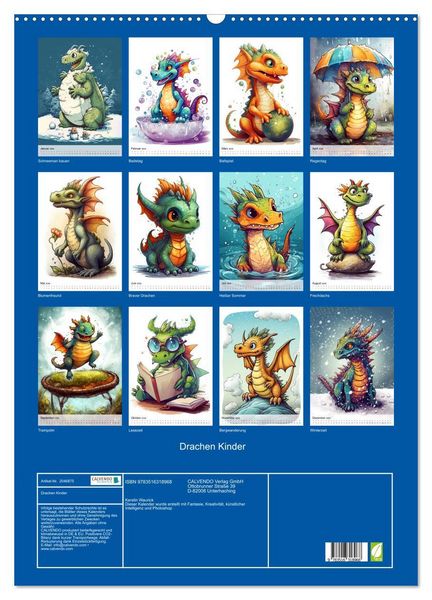 Produktbild: Drachen Kinder (Wandkalender 2026 DIN A2 hoch), CALVENDO Monatskalender