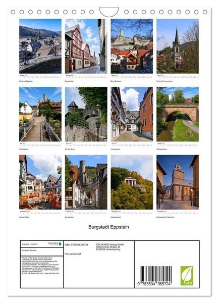 Produktbild: Burgstadt Eppstein (Wandkalender 2027 DIN A4 hoch), CALVENDO Monatskalender