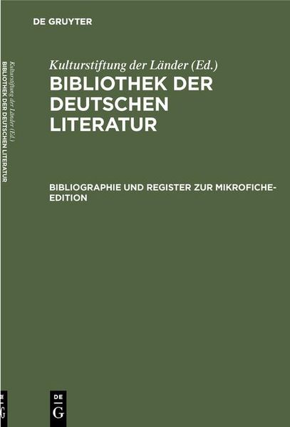 Produktbild: Bibliographie und Register zur Mikrofiche-Edition