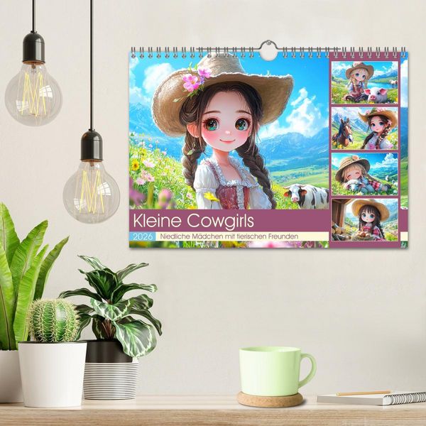 Produktbild: Kleine Cowgirls. Niedliche M&auml;dchen mit tierischen Freunden (Wandkalender 2026 DIN A4 quer), CALVENDO Monatskalender