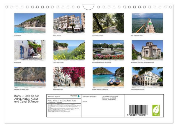 Produktbild: Korfu - Perle an der Adria. Natur, Kultur und Canal D'Amour (Wandkalender 2026 DIN A4 quer), CALVENDO Monatskalender