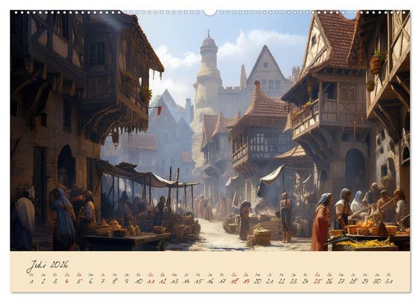 Produktbild: Jahreszeiten im Mittelalter (hochwertiger Premium Wandkalender 2026 DIN A2 quer), Kunstdruck in Hochglanz