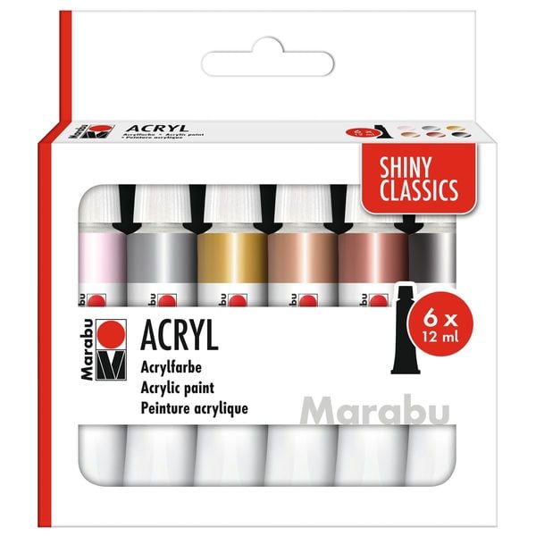 Marabu Acrylfarben Set Shiny Classics 6x 12ml