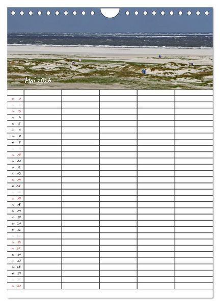 Produktbild: Urlaubsparadies Amrum / Familienplaner (Wandkalender 2026 DIN A4 hoch), CALVENDO Monatskalender