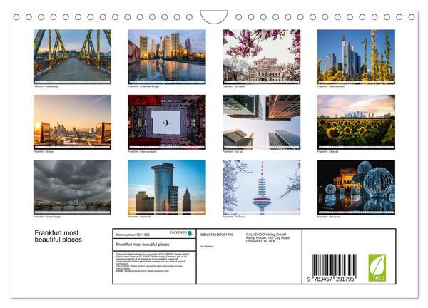 Produktbild: Frankfurt most beautiful places (Wall Calendar 2026 DIN A4 landscape), CALVENDO 12 Month Wall Calendar