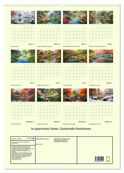 Produktbild: Im japanischen Garten. Zauberhafte Illustrationen (Wandkalender 2026 DIN A2 hoch), CALVENDO Monatskalender